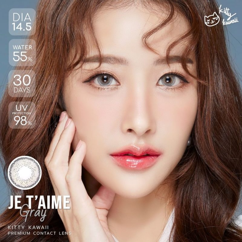 Kitty Kawaii Je t'aime Gray Monthly Colored Contacts - Image 2