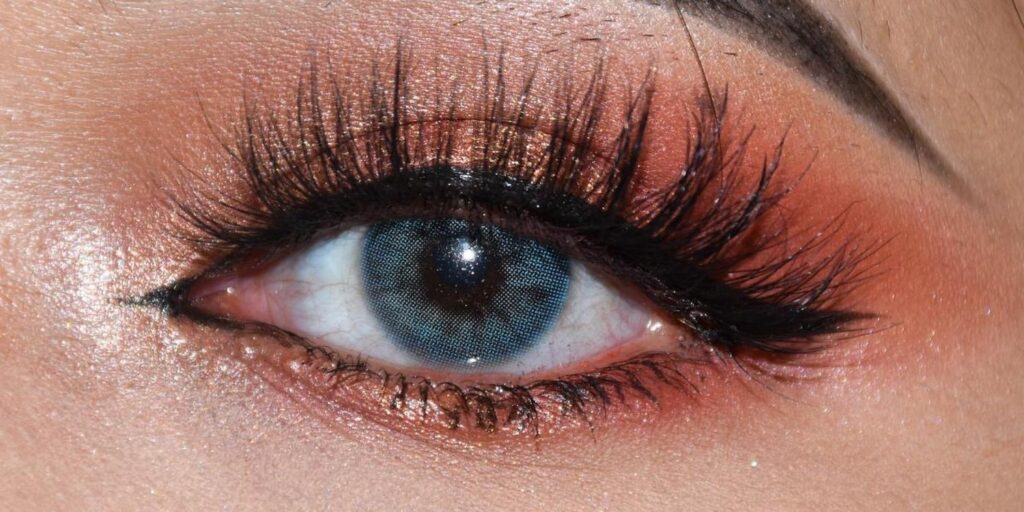 Kitty Kawaii Ava Blue colored contacts for dark eyes deliver a dolly effect with a soft blue tone that enlarges your eyes with a smooth transition. 0.00 to -10.00.