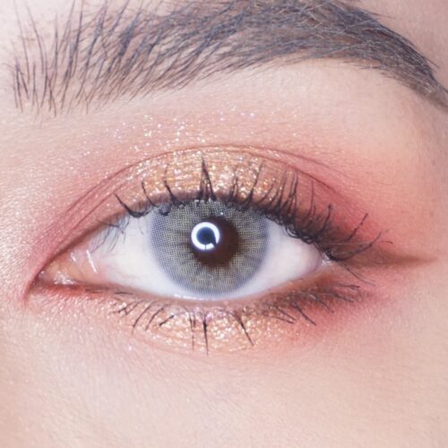 Kitty Kawaii Navy Gray monthly colored contacts enhance dark eyes with a deep gray tone and smooth blend for a natural look. Available in powers 0.00 to -10.00.