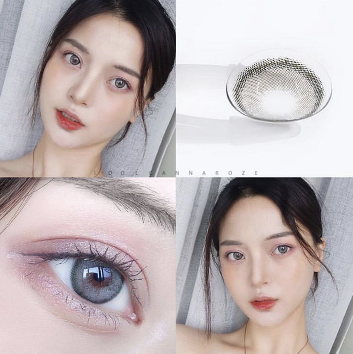 FRESHGO CANNA ROZE CHARCOAL GRAY (GREY) COSMETIC COLORED CONTACT LENSE