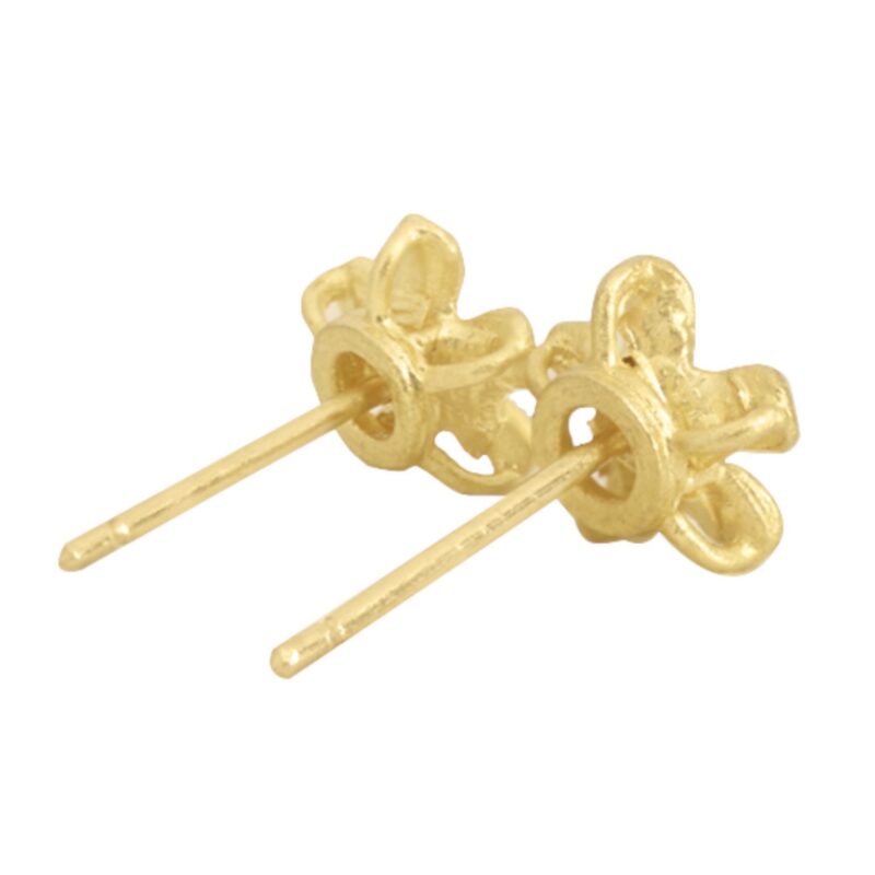 Forget Me Not 22K Gold Earrings, Dainty Gold Earrings - Image 7