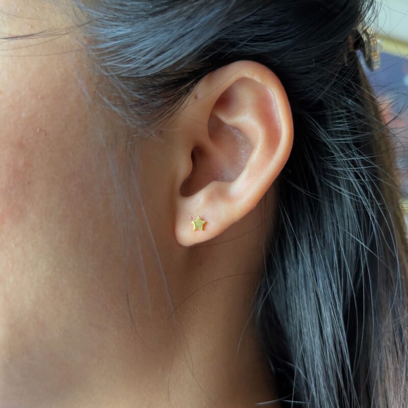 Star Gold Earrings, 20K Solid Gold, Dainty Gold Earrings - Image 2