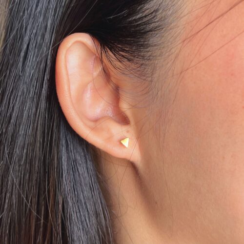 Triangle Gold Earrings, 20K Solid Gold Earrings, Dainty Gold Earrings