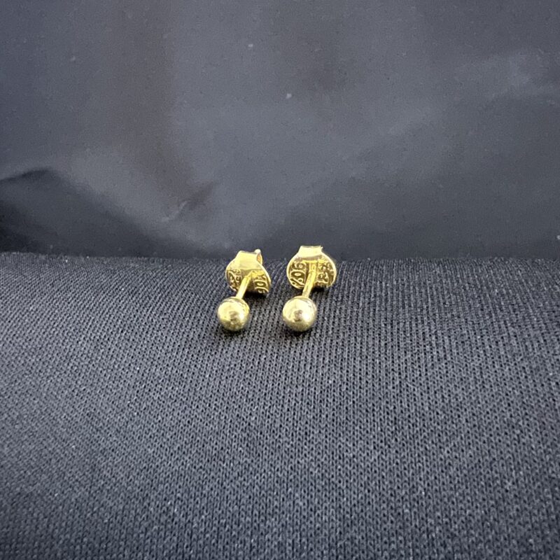 Ball Stud Earrings, 20K Solid Gold, Dainty Gold Earrings - Image 5