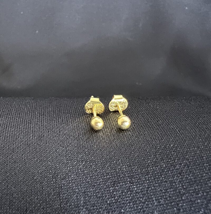 Ball Stud Earrings, 20K Solid Gold, Dainty Gold Earrings - Image 6