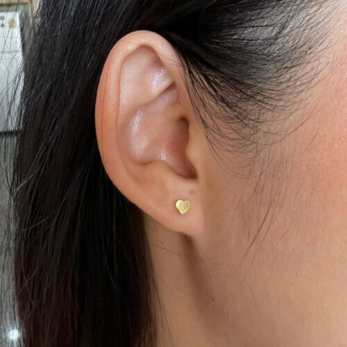 Heart Stud Earrings, 20K Solid Gold Earrings, Dainty Gold Earrings