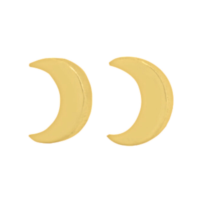 Moon Gold Earrings, 20K Solid Gold Earrings, Dainty Gold Earrings - Image 5