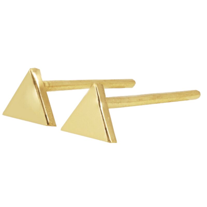 Triangle Gold Earrings, 20K Solid Gold Earrings, Dainty Gold Earrings - Image 6