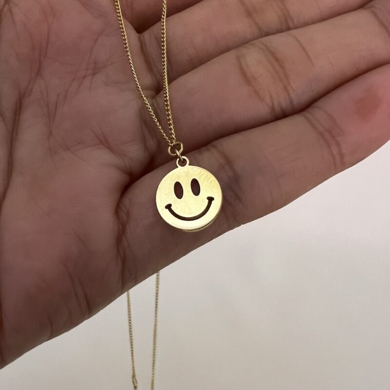 20K Gold Necklace with Big Smiley Face Pendent - Image 2