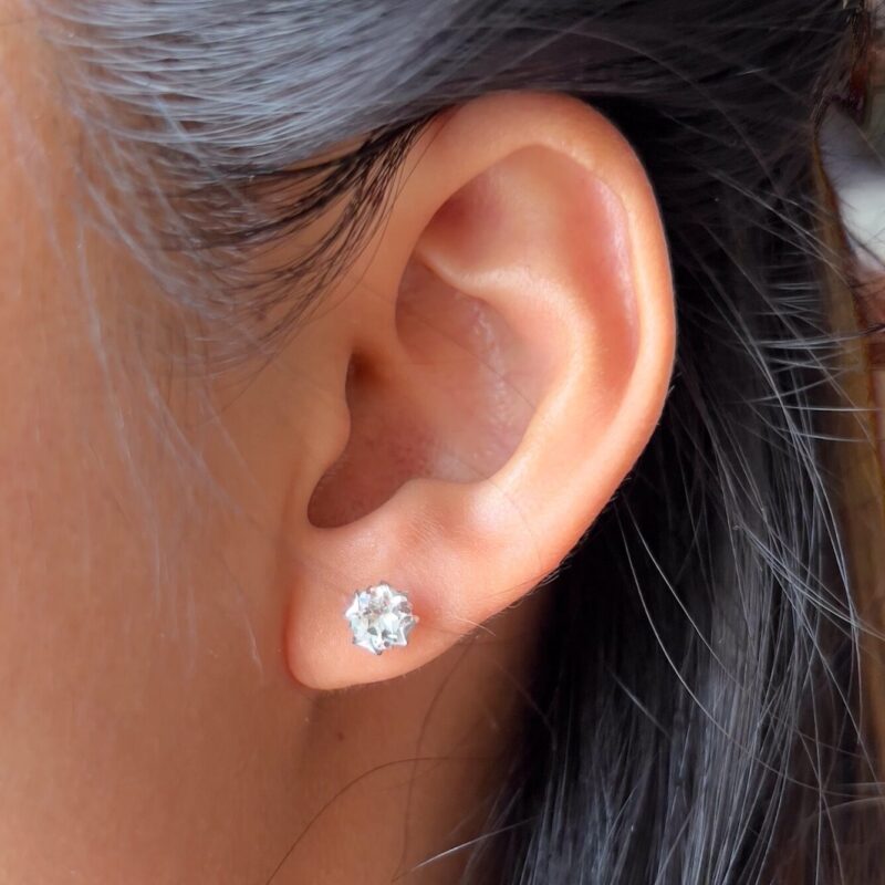White Topaz Stud Earrings - Image 2