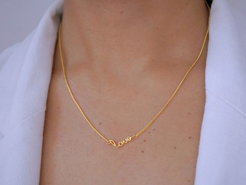 22K Solid Gold Love Gold Pendant Necklace - Image 2