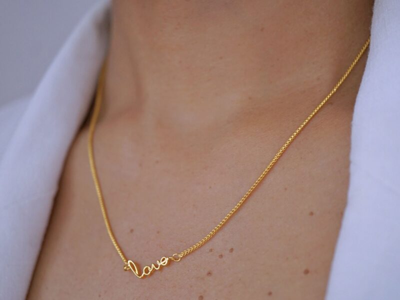 22K Solid Gold Love Gold Pendant Necklace - Image 3