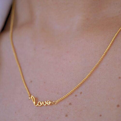 22K Solid Gold Love Gold Pendant Necklace