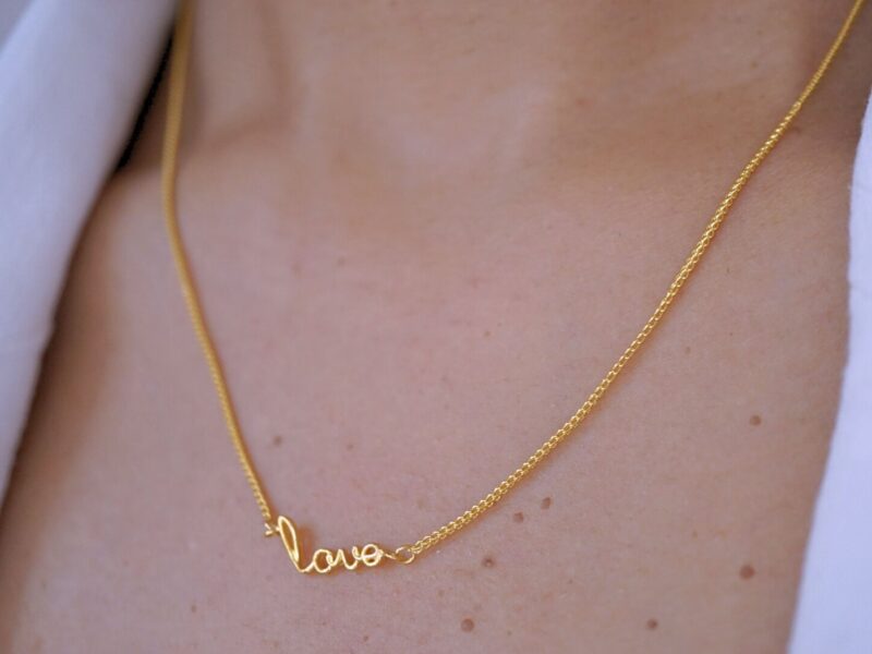 22K Solid Gold Love Gold Pendant Necklace