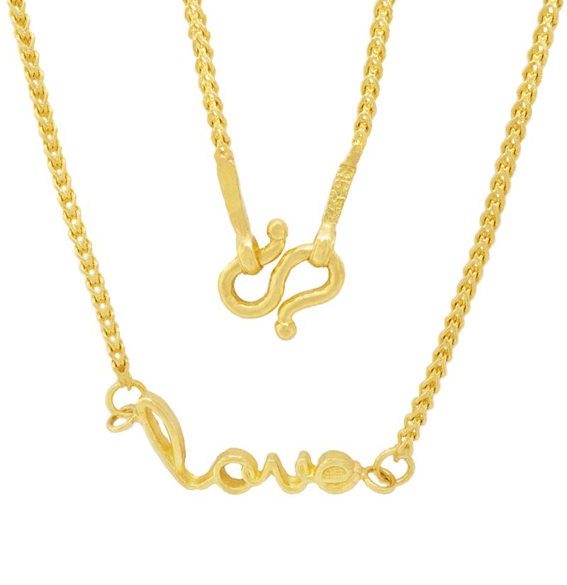 22K Solid Gold Love Gold Pendant Necklace - Image 5