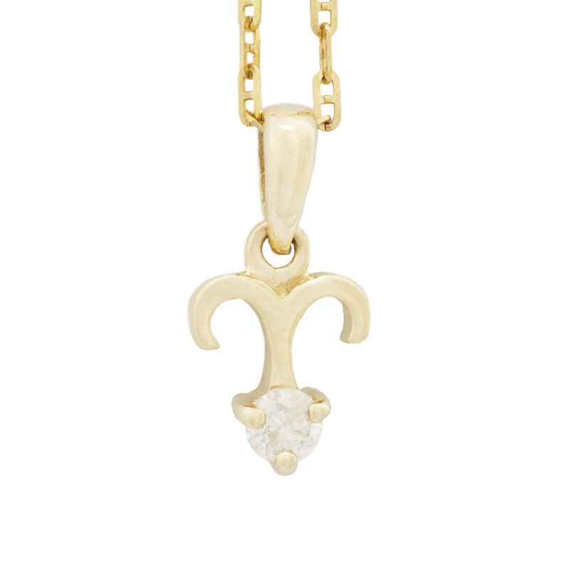 Aries with Diamond Pendant, 10K Solid Gold, Zodiac Sign Necklace - Image 6