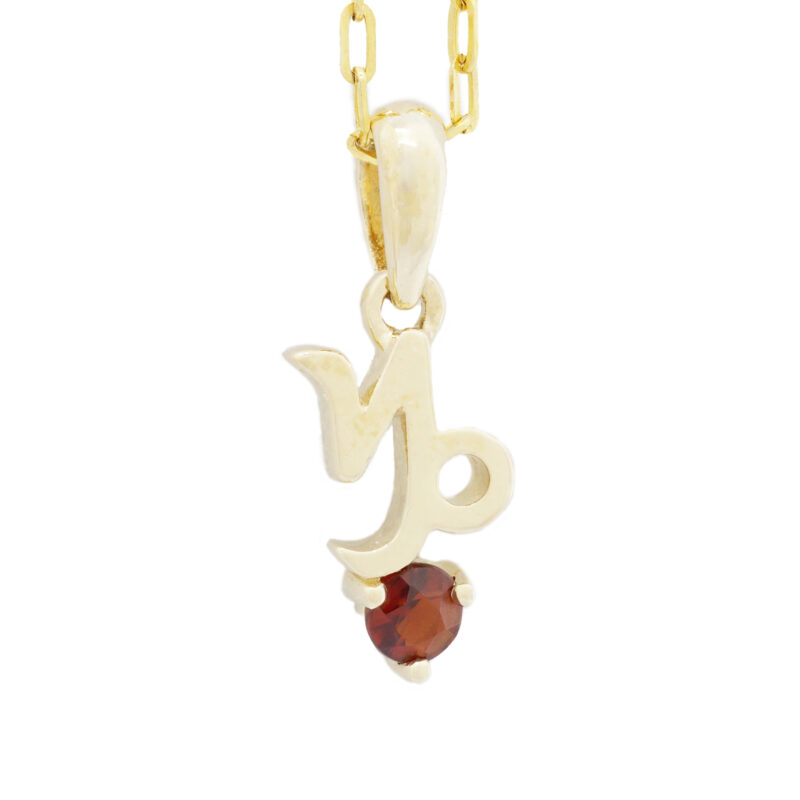 Capricorn with Garnet Pendant, 10K Solid Gold, Dainty Gold Necklace - Image 6