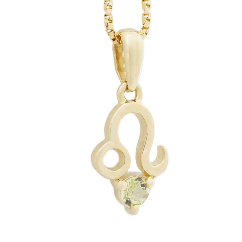 Leo with Peridot Pendant, 10K Solid Gold, Dainty Gold Necklace - Image 6