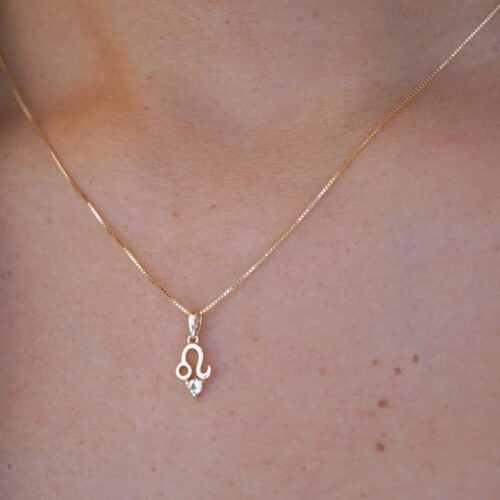 Leo with Peridot Pendant, 10K Solid Gold, Dainty Gold Necklace