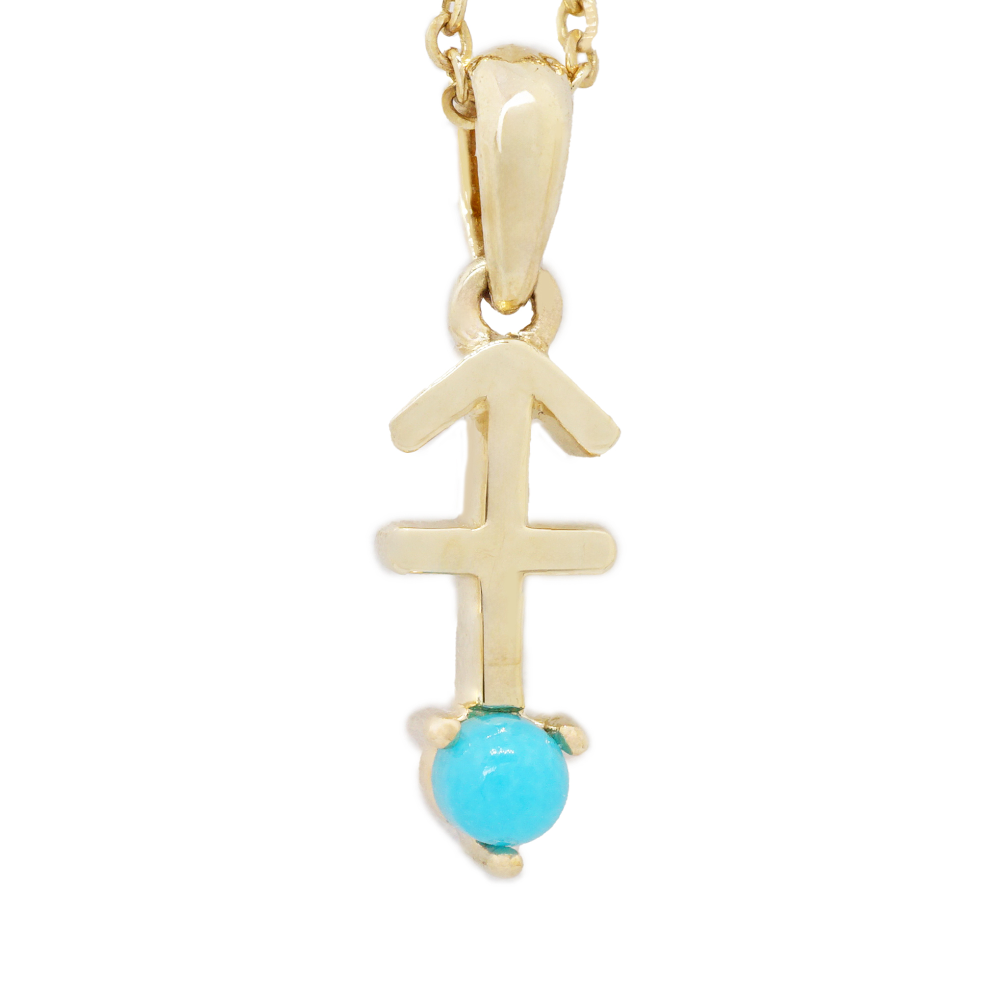 Sagittarius with Turquoise Pendant, 10K Solid Gold, Dainty Gold Necklace - Image 5