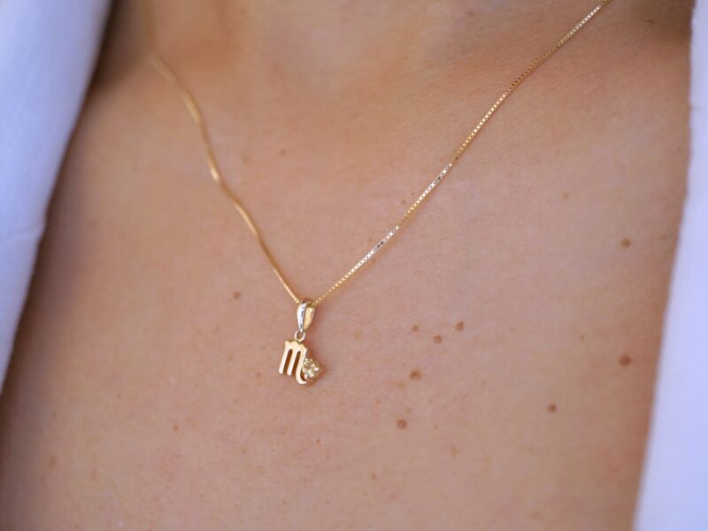 Scorpio with Yellow Sapphire Pendant, 10K Solid Gold, Dainty Gold Necklace - Image 2