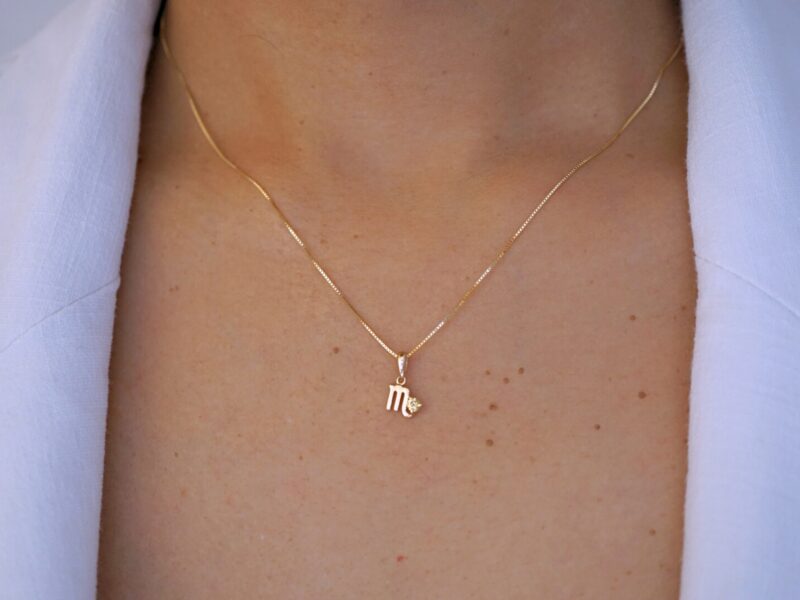 Scorpio with Yellow Sapphire Pendant, 10K Solid Gold, Dainty Gold Necklace - Image 3