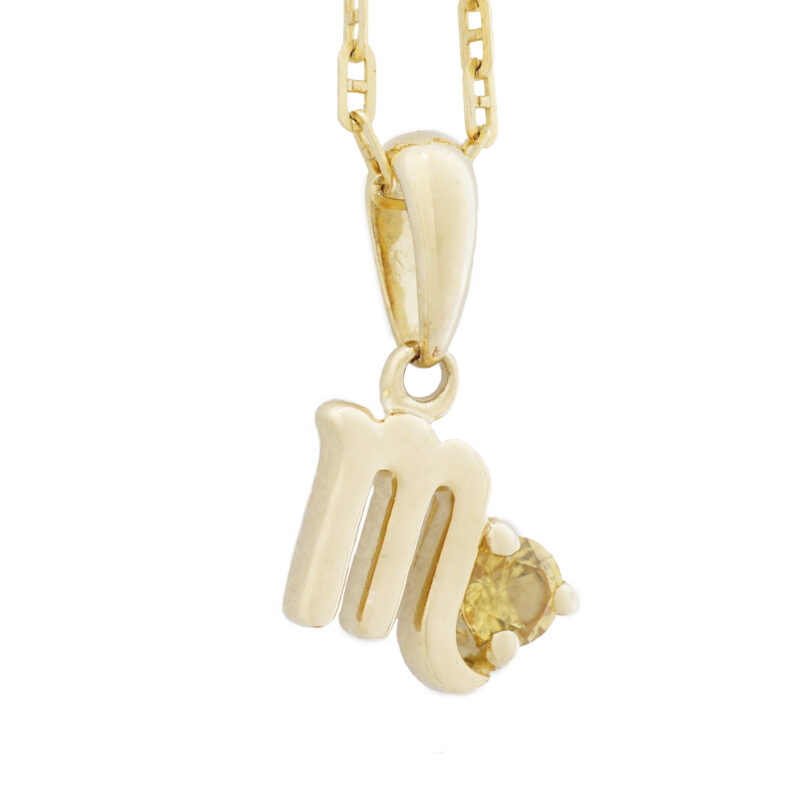 Scorpio with Yellow Sapphire Pendant, 10K Solid Gold, Dainty Gold Necklace - Image 5