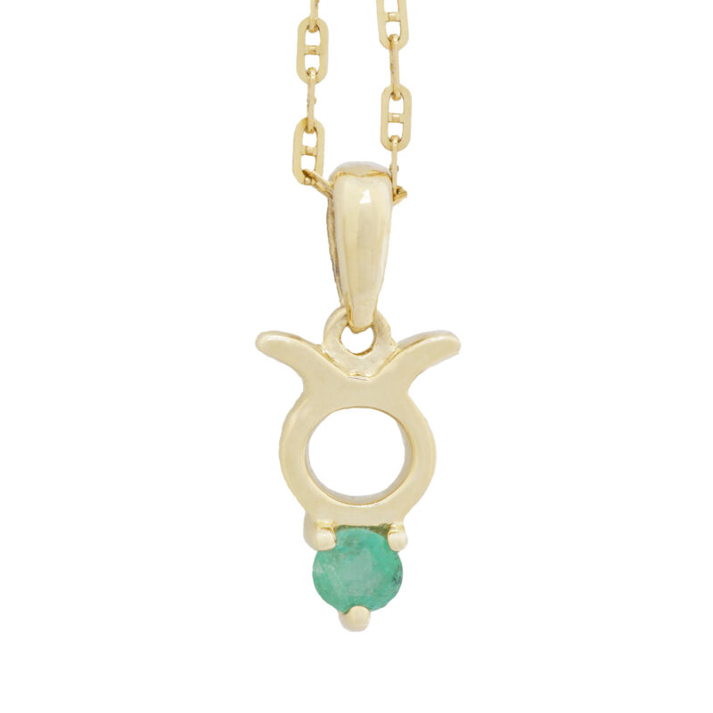 Taurus with Emerald Pendant, 10K Solid Gold, Dainty Gold Necklace - Image 5