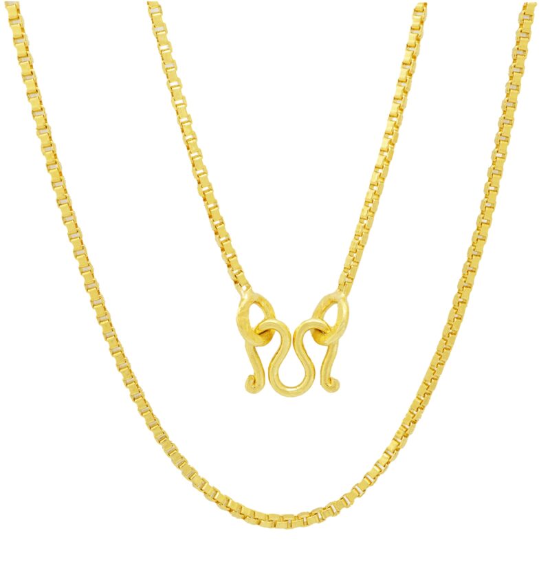 22K Solid Gold Box Chain Necklace - Image 8
