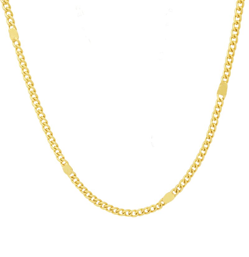 22K Solid Gold Cloud Curb Chain Necklace - Image 8