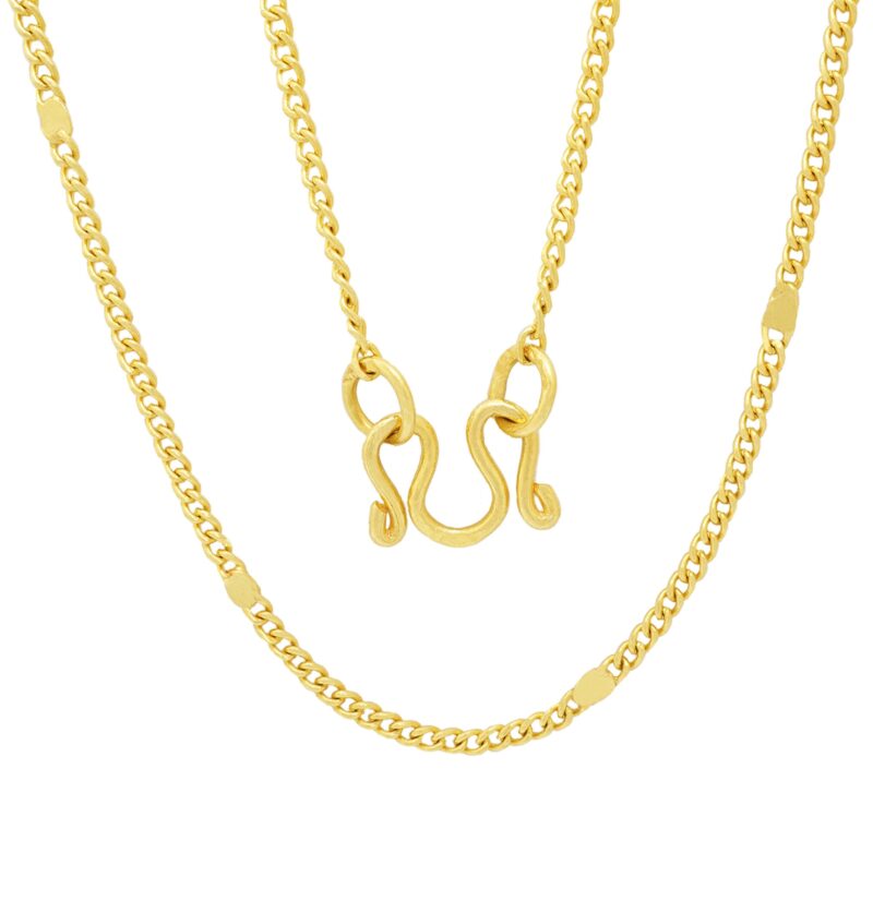 22K Solid Gold Cloud Curb Chain Necklace - Image 9