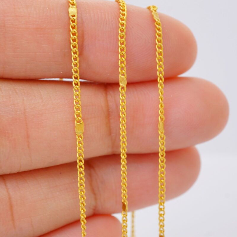 22K Solid Gold Cloud Curb Chain Necklace - Image 7