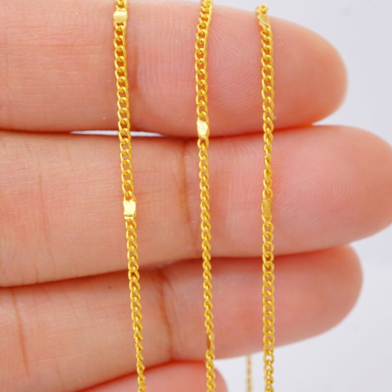22K Solid Gold Cloud Curb Chain Necklace - Image 6