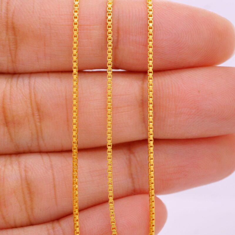 22K Solid Gold Box Chain Necklace - Image 5