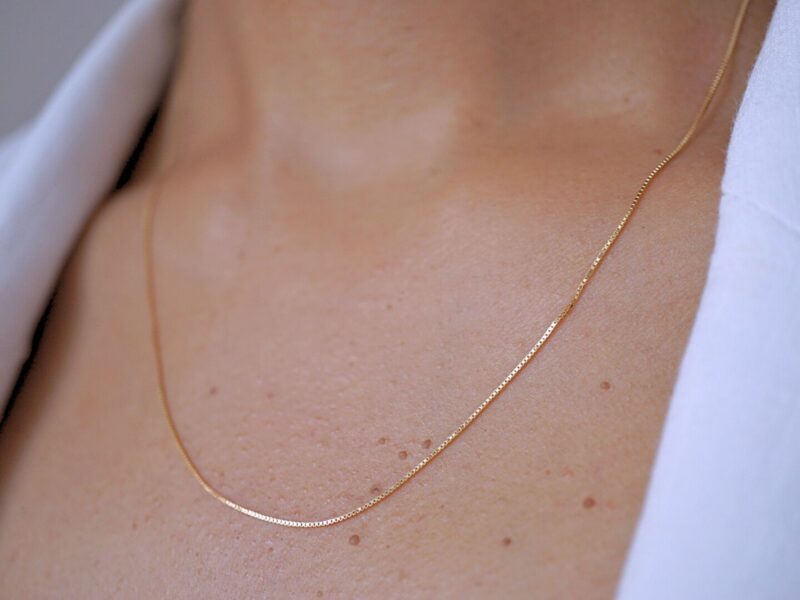 Box Chain Gold Necklace 9K Solid Gold - Image 2