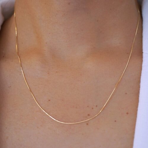 Box Chain Gold Necklace 9K Solid Gold