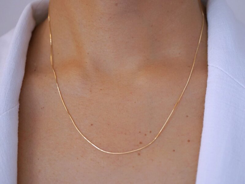 Box Chain Gold Necklace 9K Solid Gold