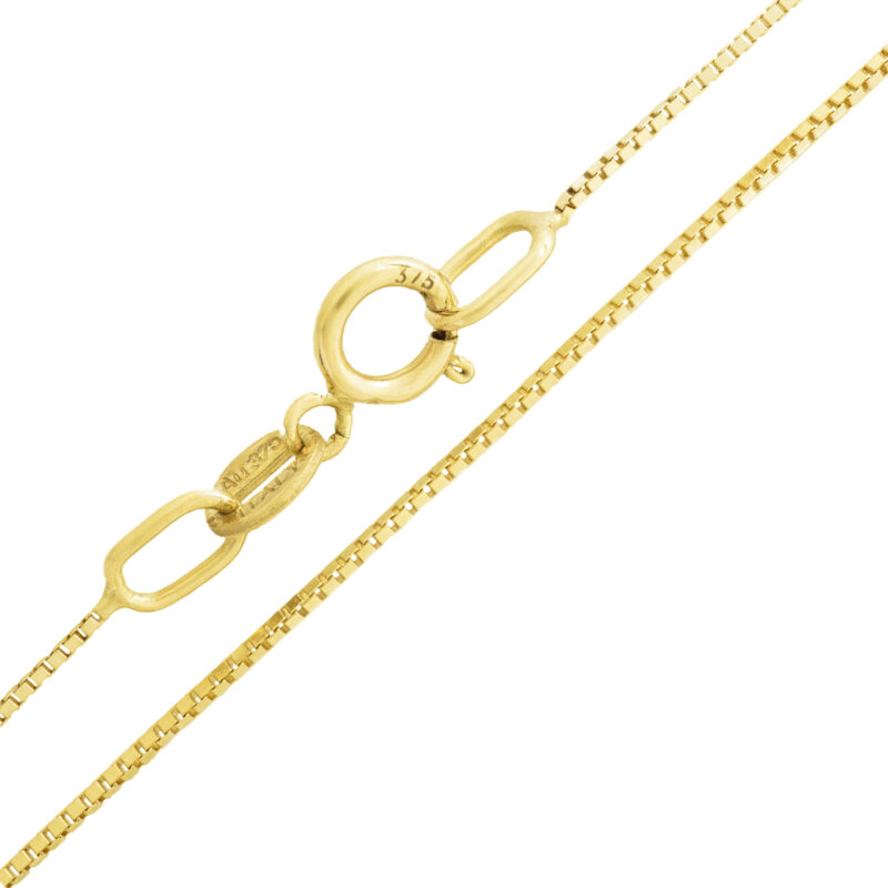 Box Chain Gold Necklace 9K Solid Gold - Image 6