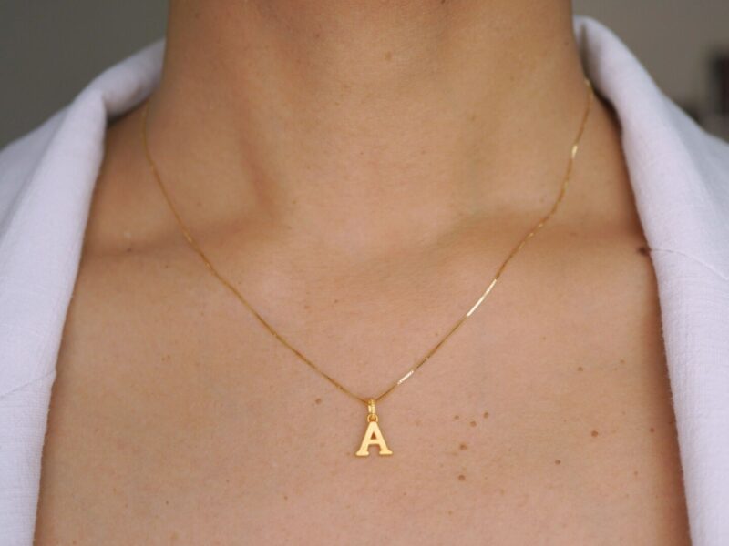 24K Initial Letter Pendant, A to Z Letter Gold Pendant - Image 3