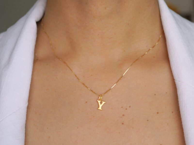 24K Initial Letter Pendant, A to Z Letter Gold Pendant - Image 4
