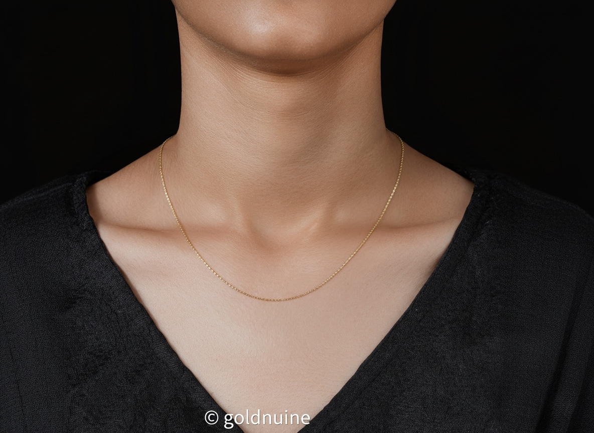 9K solid gold twisted box chain necklace in yellow or white gold. A sleek, polished, light-catching chain that adds timeless elegance to everyday style.