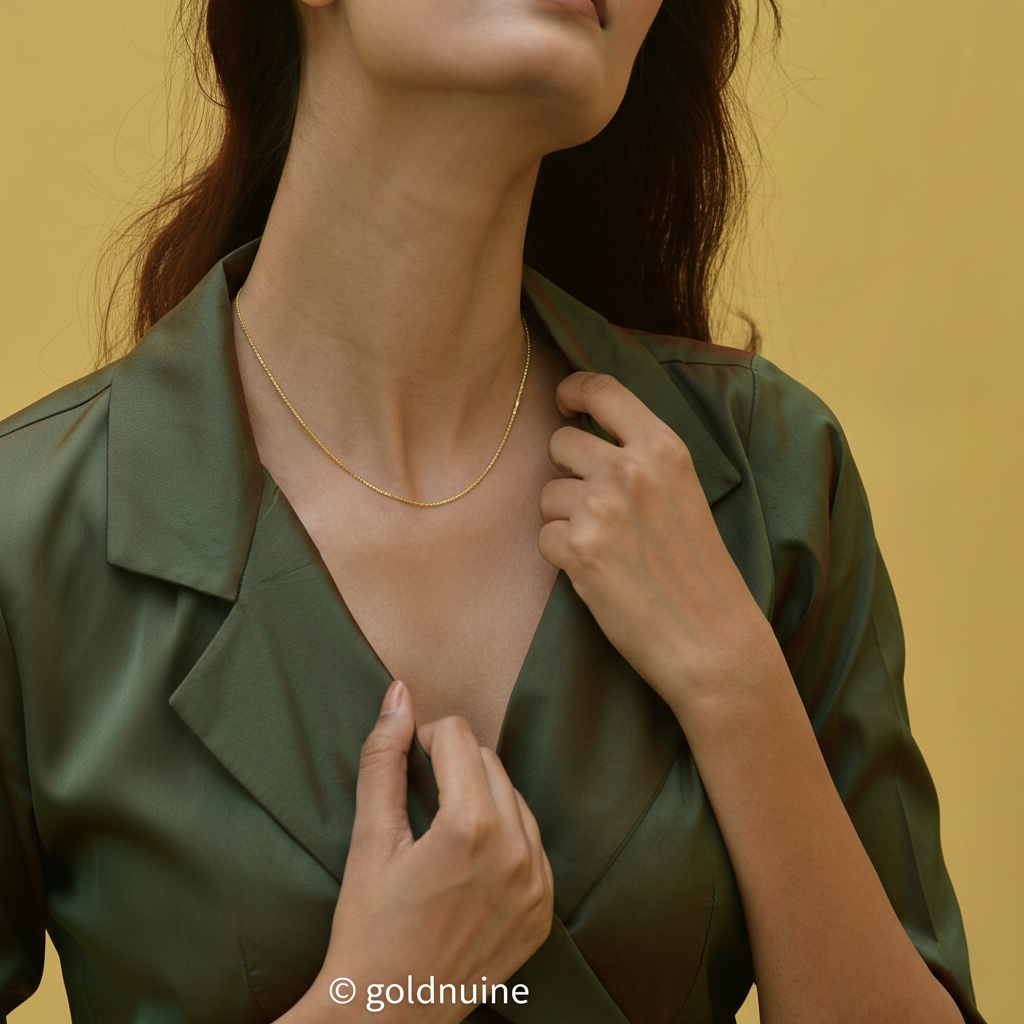 9K solid gold twisted box chain necklace in yellow or white gold. A sleek, polished, light-catching chain that adds timeless elegance to everyday style.