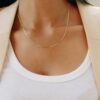 14K solid gold box chain necklace 0.8mm in Au 583 yellow or white gold. Minimalist dainty chain, durable polished finish, perfect for pendants or daily wear.