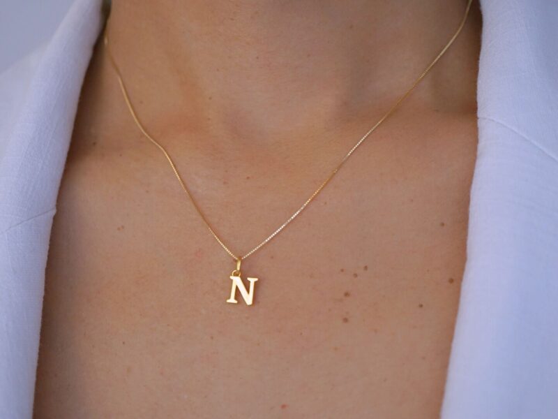 24K Initial Letter Pendant, A to Z Letter Gold Pendant - Image 2