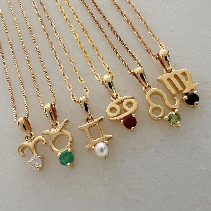 Virgo and Blue Sapphire Pendant, 10K Solid Gold, Dainty Gold Necklace - Image 7