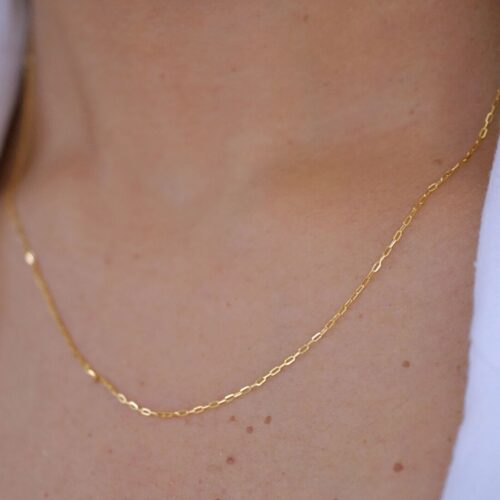 Boat Chain Necklace 9K Solid Gold
