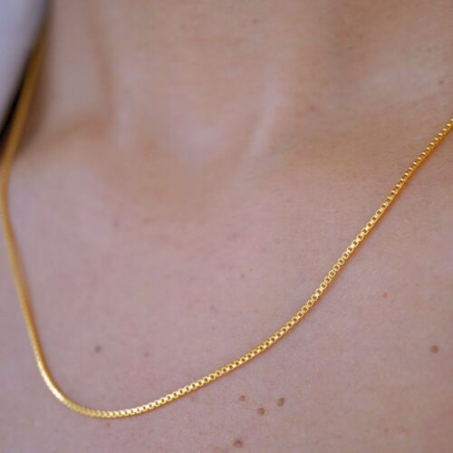 22K Solid Gold Box Chain Necklace