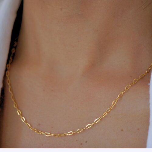 22K Solid Gold Cable Chain Necklace