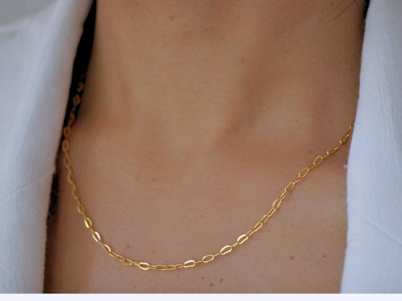 22K Solid Gold Cable Chain Necklace