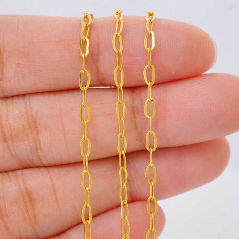 22K Solid Gold Cable Chain Necklace - Image 4